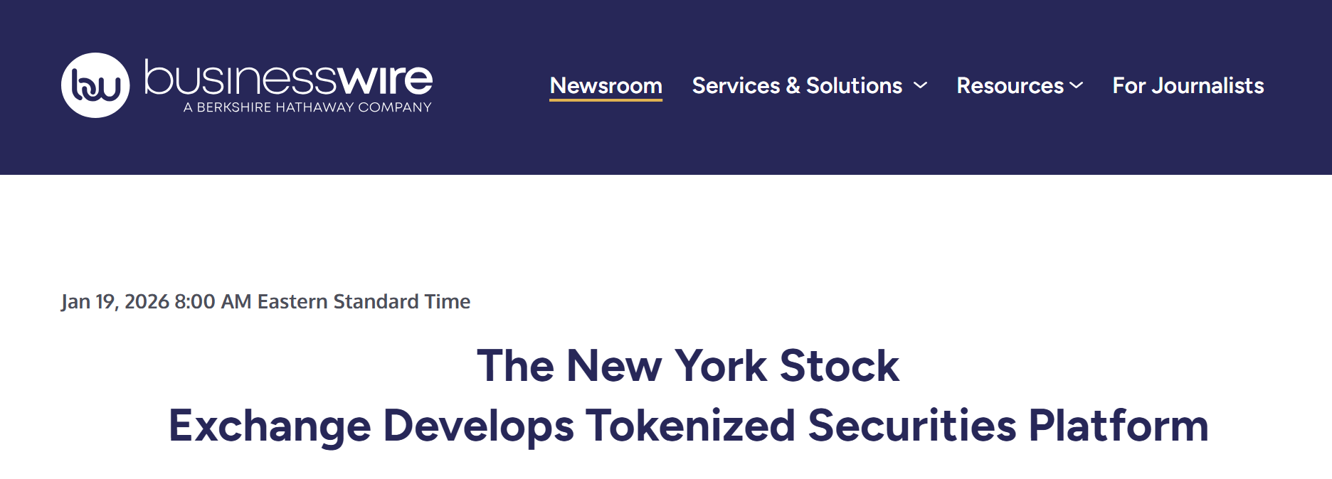 NYSE tokenization platform